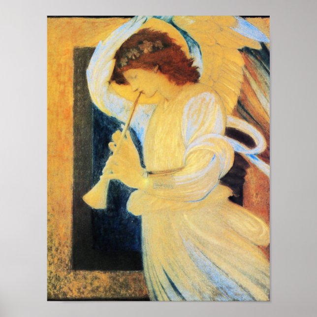 Póster Ángel con Trumpet, Bella Artes de Burne-Jones (Frente)