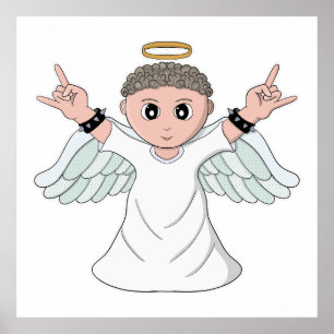 Póster Angel de amor a la música fuerte