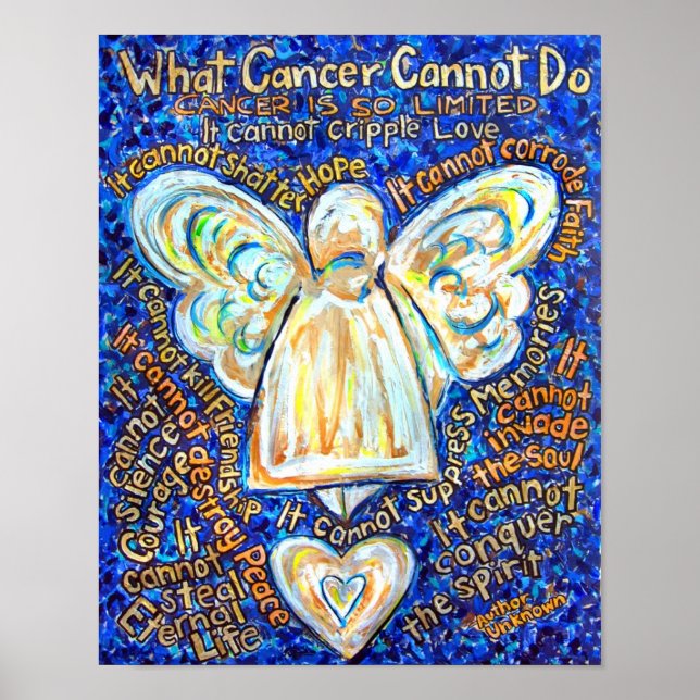 Póster Ángel de Cáncer Azul y Oro (Frente)