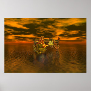 Póster Ángel de fantasía de oro