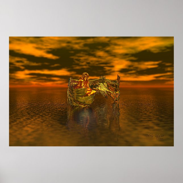 Póster Ángel de fantasía de oro (Frente)