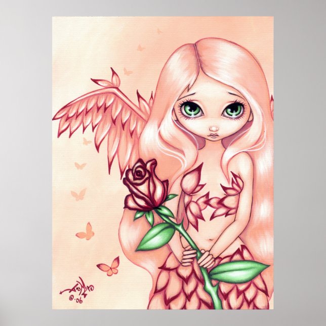 Póster Ángel de fantasía de Rosa pálido ART PRINT (Frente)