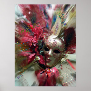 Póster Ángel de fantasía rojo