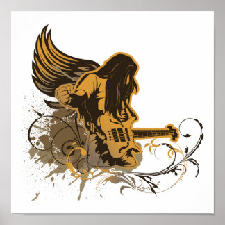 Póster angel de guitarra gruesa, amigo