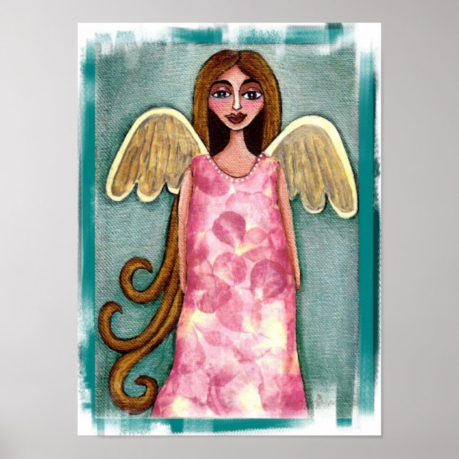 Póster Ángel de hidrangea rosada - imprimir (Frente)