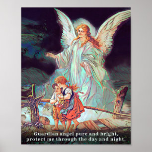 Póster Ángel de la guarda, niños, puente