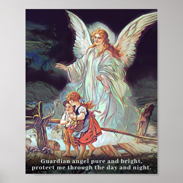 Póster Ángel de la guarda, niños, puente (Frente)