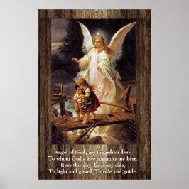 Póster Ángel de la guarda, niños, puente