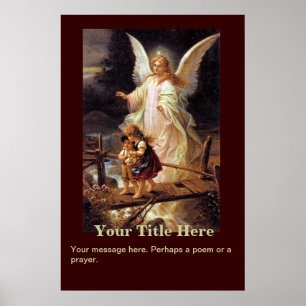 Póster Ángel de la guarda, niños, puente
