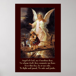 Póster Ángel de la guarda, niños, puente