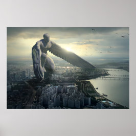 Póster Ángel de la guarda que protege la ciudad
