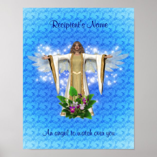 Póster Ángel de la guarda que vigila lo personalizado (Frente)