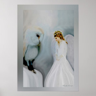 Póster Ángel de la guarda y búho