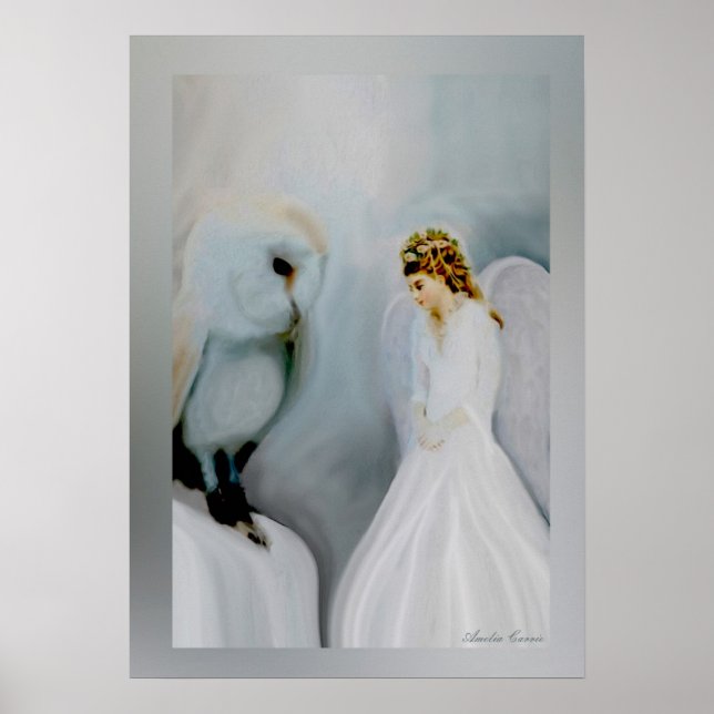 Póster Ángel de la guarda y búho (Frente)
