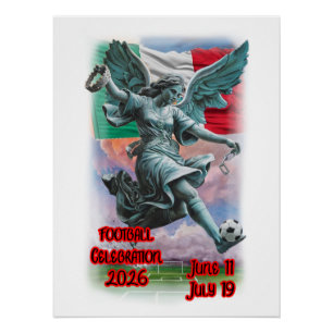 Póster Ángel de la Independencia Celebra Fútbol en un