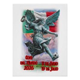 Póster Ángel de la Independencia jugando fútbol en un 