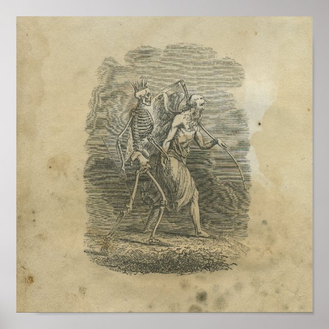 Póster Ángel de la muerte con esqueleto (Frente)