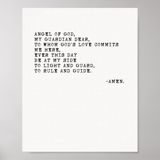 Póster Ángel de la Poster de la Oración de Dios (Frente)