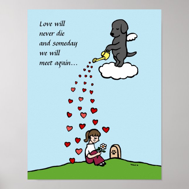 Póster Angel de Labrador Negro con Personalizado de Amor (Frente)