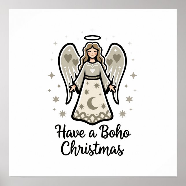 Póster Ángel de Navidad Boho  (Frente)