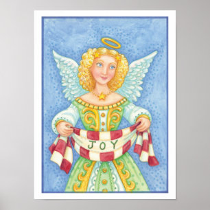 Póster Ángel de Navidad de dibujos animados lindos con ha