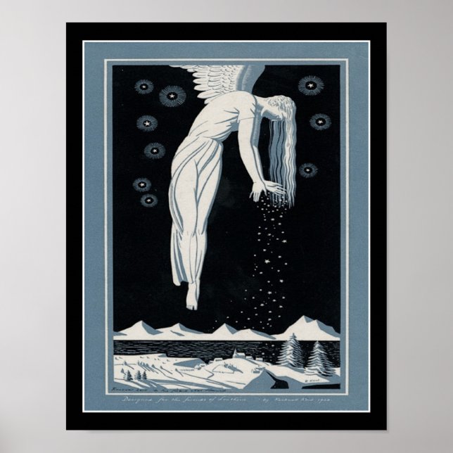 Póster Angel de Nieve Art Deco de 1928 (Frente)