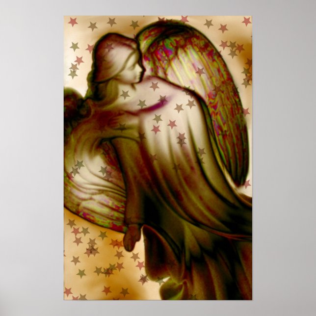Póster Ángel de oro con estrellas (Frente)
