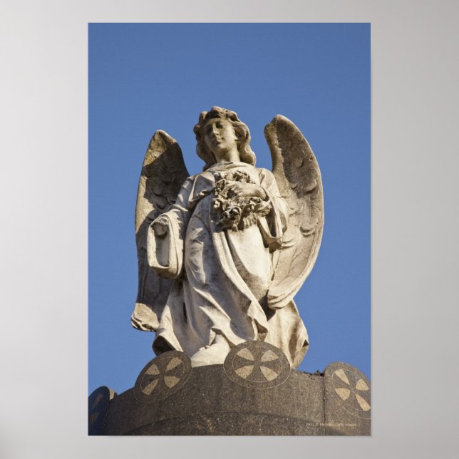 Póster Ángel de piedra mirando hacia abajo estatua en Bue (Frente)