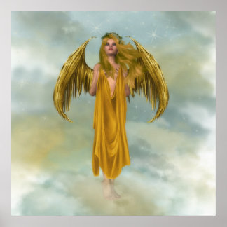 Póster Ángel del cielo dorado