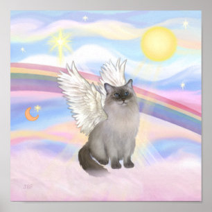 Póster Ángel del gato Ragdoll (punto azul) - Nubes