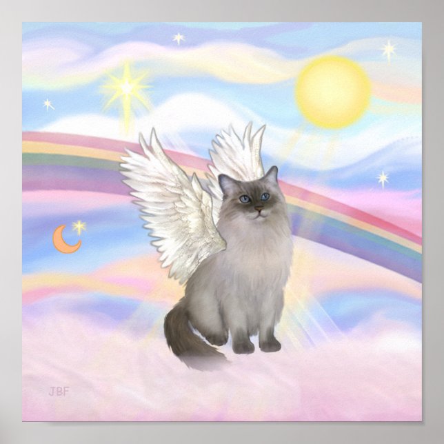 Póster Ángel del gato Ragdoll (punto azul) - Nubes (Frente)
