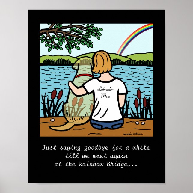 Póster Ángel del labrador amarillo y mamá (Frente)