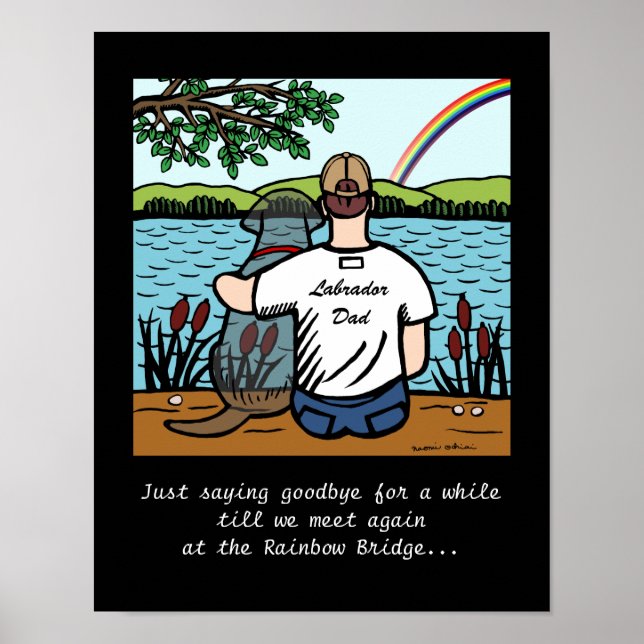 Póster Ángel del labrador negro y papá 1 (Frente)