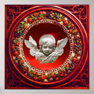 PÓSTER ÁNGEL DEL RENACIMIENTO FLORENTINO CON CORONA FLORA