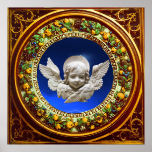 PÓSTER ÁNGEL DEL RENACIMIENTO FLORENTINO CON CORONA FLORA