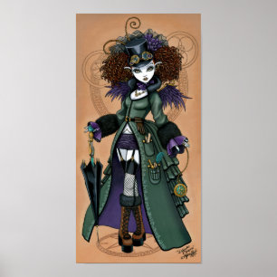 Póster Ángel del viajero del tiempo de Steampunk del