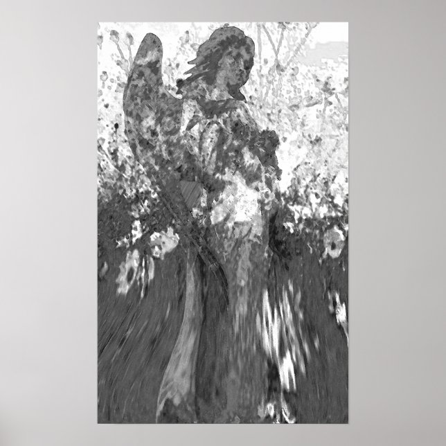 Póster Ángel en blanco y negro (Frente)