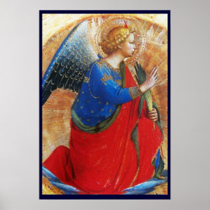 PÓSTER ANGEL EN ORO ROJO Y AZUL
