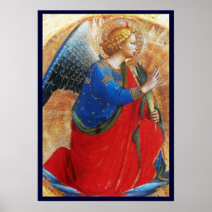 PÓSTER ÁNGEL EN ORO ROJO Y AZUL