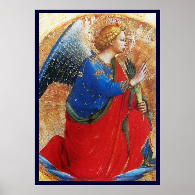 PÓSTER ÁNGEL EN ORO ROJO Y AZUL (Frente)