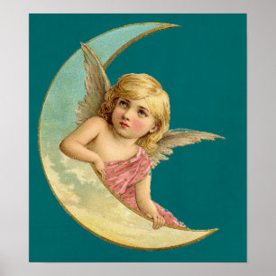 Póster Ángel en una imagen creciente del vintage de la