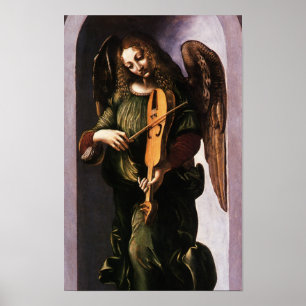 Póster Ángel en verde con una vielle de Leonardo da Vinci