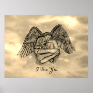 Póster Ángel Eros enamorado, te amo