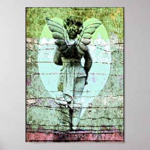 Póster Angel Holy Cross y Heart Poster