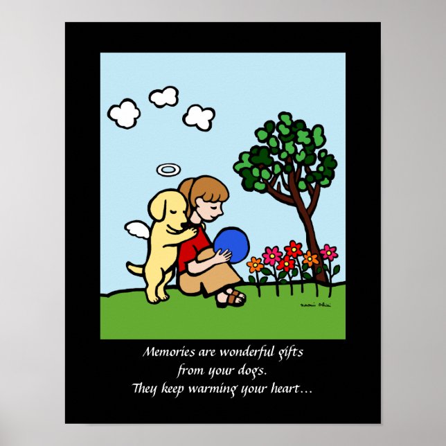 Póster Ángel Labrador Amarillo con Personalizado de Amor  (Frente)