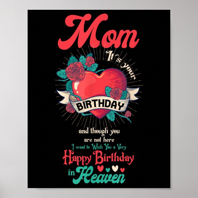 Póster Angel Mom Happy Birday In Heaven Memorial Day Lo (Frente)
