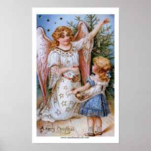 Póster Ángel navidades con Chica victoriano