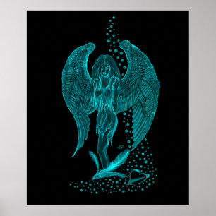 Póster Ángel , perdido en el Amor , Diseño negro y verde