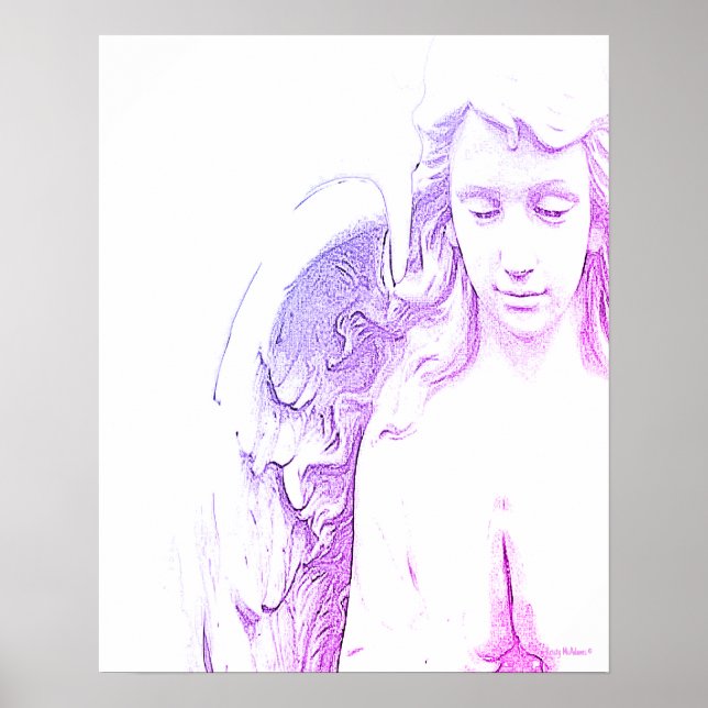 Póster Ángel Pink Purple Wings Ombre Wall Art Imprimir (Frente)