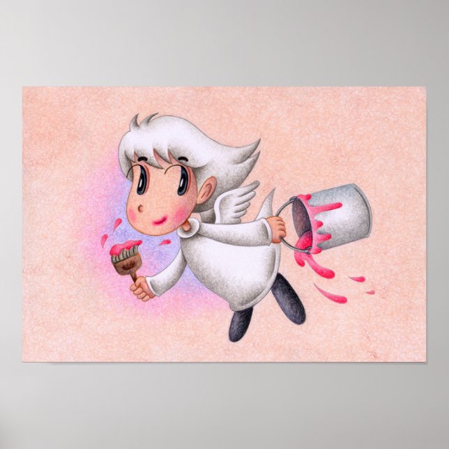 Póster Ángel que pinta el mundo de rosa. (Frente)